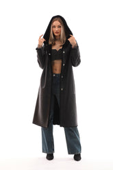The Virella Reversible Hooded Shearling Leather Jacket On Sale