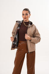 The Calyra Reversible Leather Jacket – Taupe Universal Fit