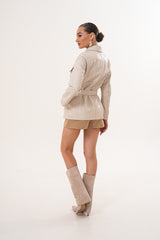 The Eira Cream Leather Jacket For Sale