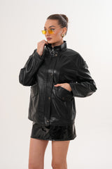 The Nox Black Leather Jacket Universal Fit