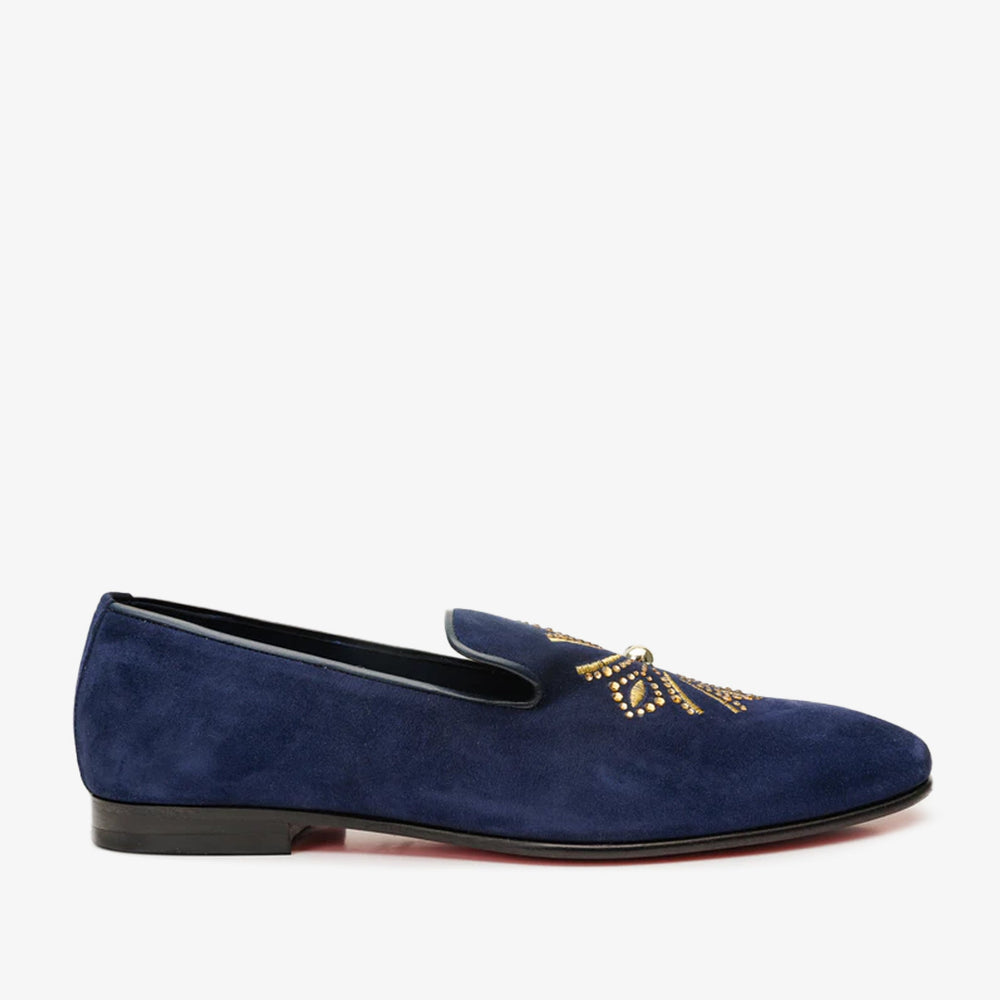 The Lazio Shoe Navy Blue Suede Slip-on Loafer Shoe Fine Craftsmanship