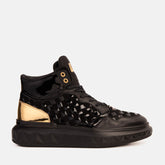 The Eugene Black Gold Woven Leather High-Top Sneaker Fine Craftsmanship