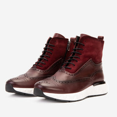 The Regent Burgundy Leather Wingtip\n Brogue Casual Boot On Sale