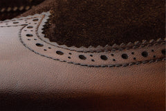 The Albus Brown Leather Suede Double Strap Monk Brogue Boot Fine Craftsmanship