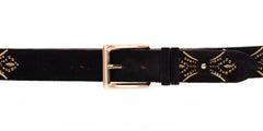 The Lazio Black Suede Leather Belt Universal Fit