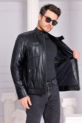 The Argento Black Leather Jacket For Sale