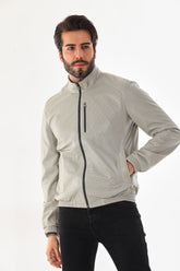 The Como Reversible Cream Black Leather Bomber Jacket Universal Fit