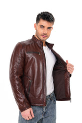 The Falcon Cognac Brown Smooth Leather Jacket Exclusive Style