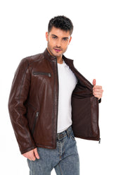 The Falcon Brown Pebbled Leather Jacket Universal Fit