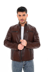 The Falcon Brown Pebbled Leather Jacket Universal Fit