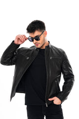 The Falcon Black Pebbled Leather Jacket Fine Craftsmanship