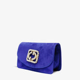 The California Sax Blue Suede Leather Handbag For Sale