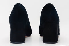 The California Black Suede Leather Block Heel Pump Shoe Fine Craftsmanship