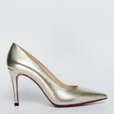 The Ege Gold Leather Pump Fuchsia Sole Shoe On Sale