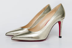 The Ege Gold Leather Pump Fuchsia Sole Shoe On Sale