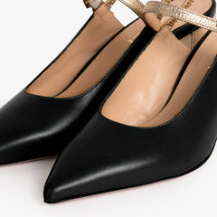 The Pompei Black Leather Slingback Sandal Exclusive Style