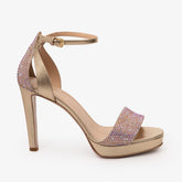 The Mars Platform Heel Gold Leather Women's Sandal On Sale