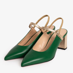 The Pompei Green Leather Slingback Sandal Exclusive Style