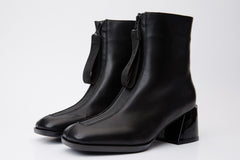 The Tackle Black Leather Block Heel Boot All New