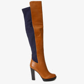 The Sao Paulo Tan Leather Knee High Platform Heel Boot Universal Fit
