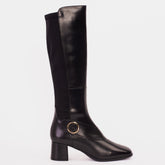 The Windsor Black Leather Knee High Boot On Sale
