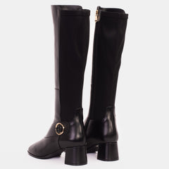 The Windsor Black Leather Knee High Boot On Sale