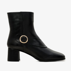 The Windsor Black Leather Block Heel Boot For Sale