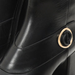 The Windsor Black Leather Block Heel Boot For Sale