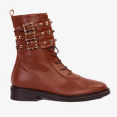 The Doncaster Brown Leather Lace-Up Mid Calf Boot With a Side Zipper Fine Craftsmanship