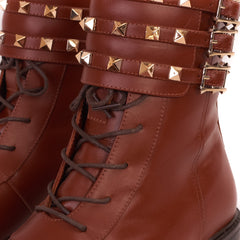 The Doncaster Brown Leather Lace-Up Mid Calf Boot With a Side Zipper Fine Craftsmanship
