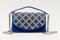 The Nampula Sax Blue Glitter Leather Handbag Exclusive Style