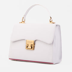 The Ege White Leather Handbag All New