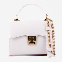 The Ege White Leather Handbag All New