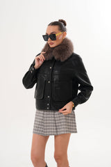 The Auretta Textured Leather Jacket On Sale