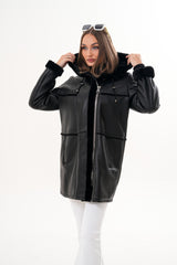 The Belluna Black Shearling Jacket Universal Fit