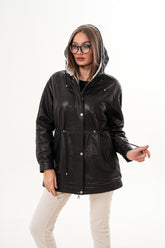 The Capri Black Hooded Leather Jacket Exclusive Style