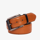 The Maratea Tan Navy Leather Belt Fine Craftsmanship