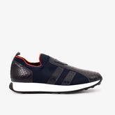 The Aslan Navy Knitted Leather Sneaker On Sale