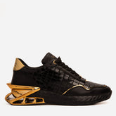 The Bellagio Black Gold Leather Sneaker On Sale