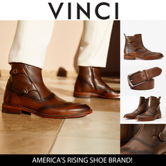 The Rand Brown Leather Double Buckle Brogue Boot with a Zipper All New
