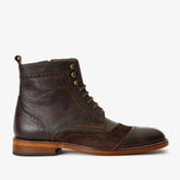 The Anderson Brown Leather Suede Brogue Lace-Up Boot with a Zipper Exclusive Style