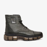 The Ottova Green Leather Lace-Up Sneaker Boot with a Zipper Universal Fit