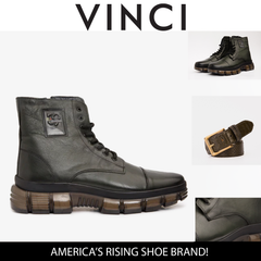 The Ottova Green Leather Lace-Up Sneaker Boot with a Zipper Universal Fit