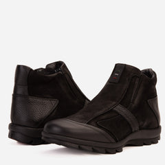 The Montreal Suede Black Leather Casual Zip-Up Ankle Boot Exclusive Style