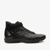 The Houston Leather Black Lace-Up Casual Boot with a Zipper On Sale