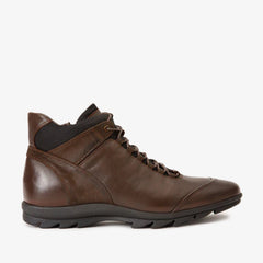 The Houston Leather Brown Lace-Up Casual Boot with a Zipper For Sale