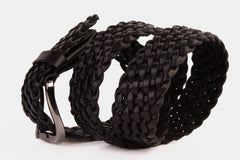 The Mclean Woven Black Leather Belt Exclusive Style
