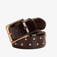 The Jupiter Burgundy Patent Leather Spike Leather Belt Exclusive Style