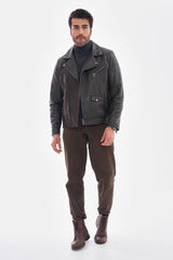 The Volt Textured Charcoal Leather Jacket All New