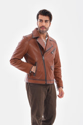 The Volt Textured Tan Leather Jacket Universal Fit